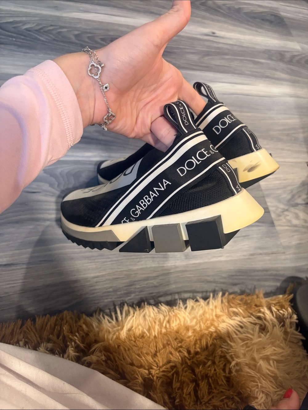 Dolce & Gabbana Black and White Logo Slip-On Sneakers - Picture 2 of 5